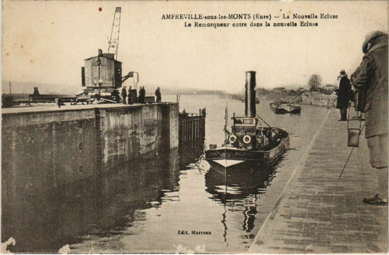 Carte postale ancienne Amfreville-sous-les-Monts La Nouvelle Ecluse à Amfreville-sous-les-Monts