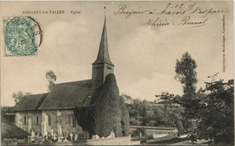 Carte postale ancienne Bailleul-la-Vallee Eglise