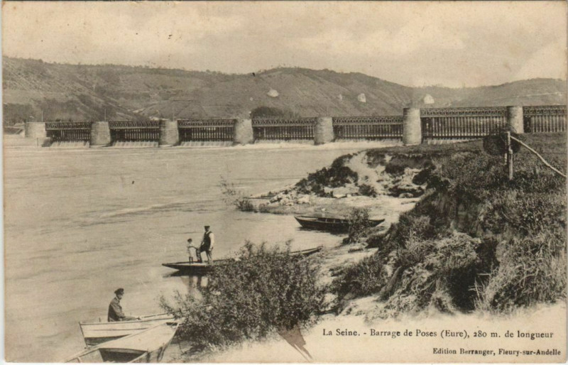 Carte postale ancienne Poses La Seine - Barrage de Poses à Poses