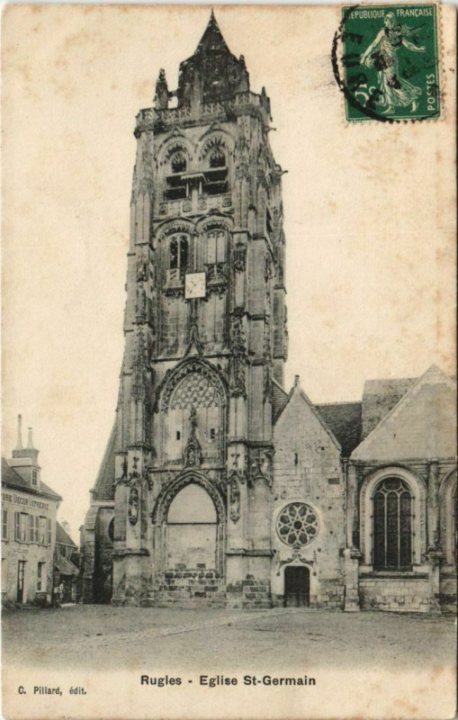 Carte postale ancienne Rugles Eglise Saint-Martin à Rugles