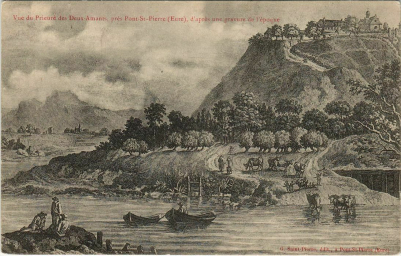Carte postale ancienne Vue du Prieure des Deux-Amants pres Pont-Saint-Pierre à Pont-Saint-Pierre