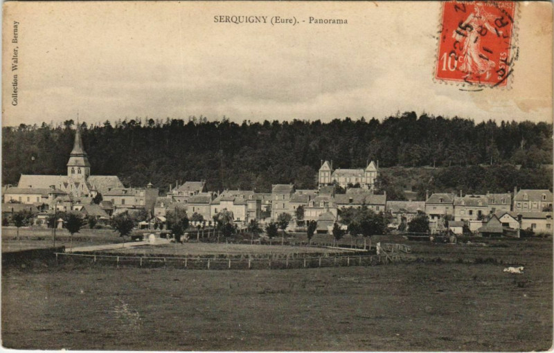 Carte postale ancienne Serquigny Panorama à Serquigny