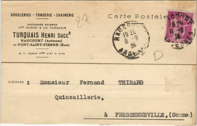 Carte postale ancienne Pont-Saint-Pierre Raucourt - Turquais Henri Succ - Boucleries à Pont-Saint-Pierre