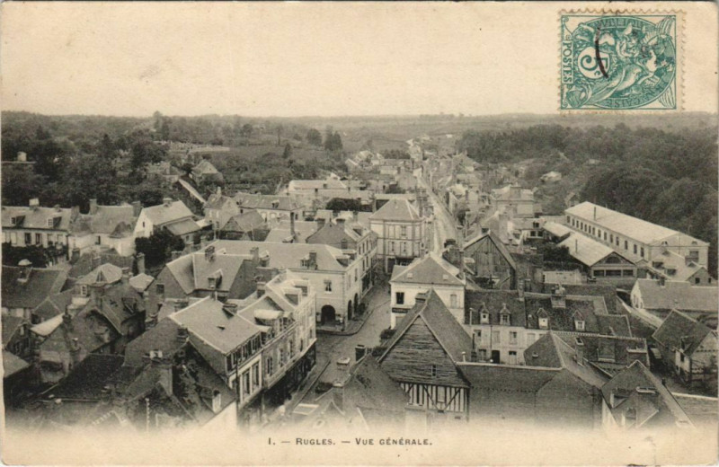 Carte postale ancienne Rugles Vue Generale à Rugles