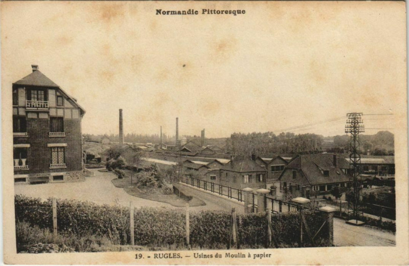 Carte postale ancienne Rugles Usines du Moulin a Papier à Rugles