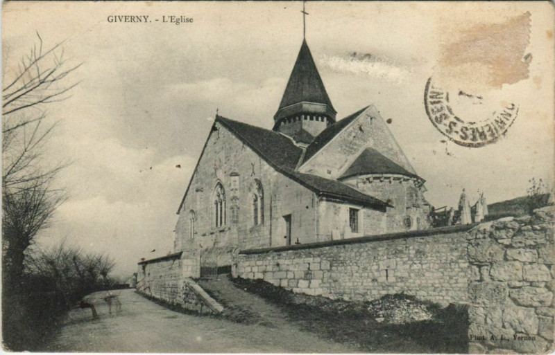Carte postale ancienne Giverny L'Eglise à Giverny