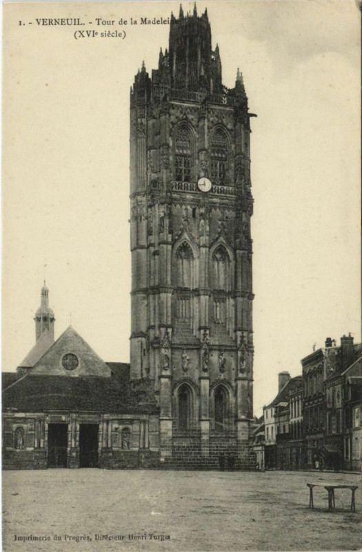 Carte postale ancienne Verneuil-sur-Avre Tour de la Madeleine