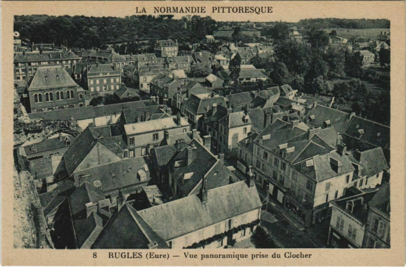 Carte postale ancienne Rugles Vue Panoramique prise du Clocher à Rugles