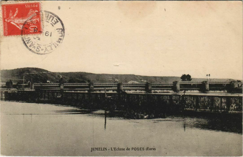 Carte postale ancienne Jumelin Poses - L'Ecluse de Poses à Poses