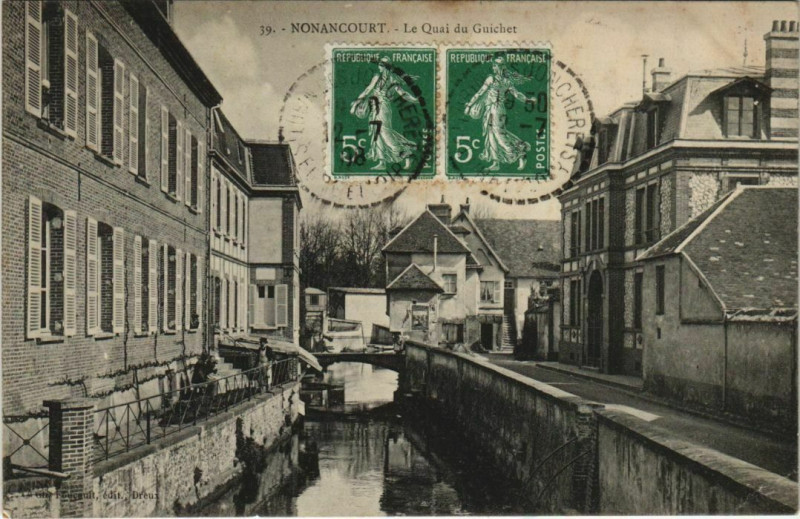 Carte postale ancienne Nonancourt Le Quai du Guichet à Nonancourt