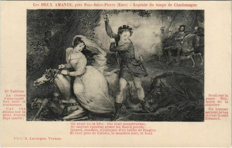 Carte postale ancienne Pont-Saint-Pierre Les Deux Amants pres Pont-Saint-Pierre à Pont-Saint-Pierre