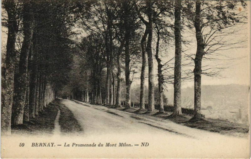 Carte postale ancienne Bernay La Promenade du Mont Milon à Bernay