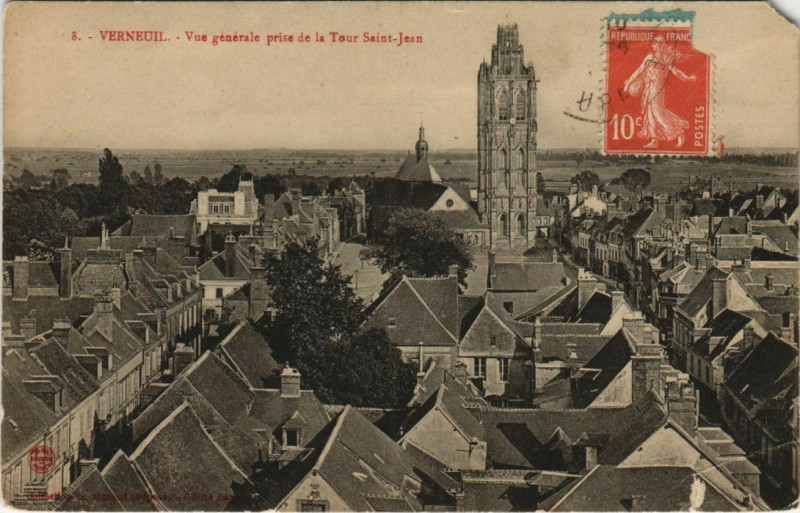 Carte postale ancienne Verneuil-sur-Avre Vue Generale prise de la Tour Saint-Jean