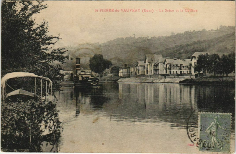 Carte postale ancienne Saint-Pierre-du-Vauvray La Seine et la Colline à Saint-Pierre-du-Vauvray