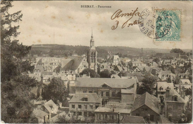 Carte postale ancienne Bernay Panorama à Bernay