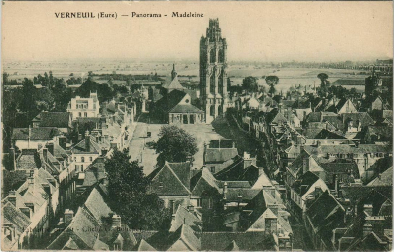 Carte postale ancienne Verneuil-sur-Avre Panorama - Madeleine
