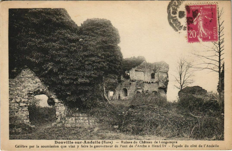 Carte postale ancienne Douville-sur-Andelle Ruines du Chateau de Longempre à Douville-sur-Andelle