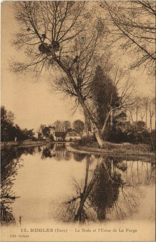Carte postale ancienne Rugles La Risle et l'Usine de La Forge à Rugles