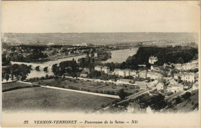 Carte postale ancienne Vernon Vernonnet - Panorama sur la Seine à Vernon