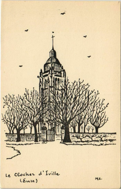 Carte postale ancienne Iville Le Clocher à Iville