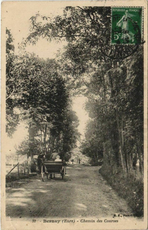 Carte postale ancienne Bernay Chemin des Courses à Bernay