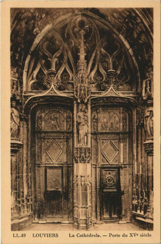 Carte postale ancienne Louviers La Cathedrale - Porte du Xve Siecle à Louviers