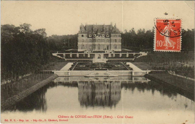 Carte postale ancienne Conde-sur-Iton Chateau - Cote Ouest