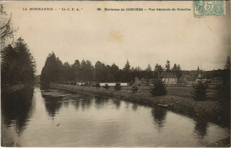 Carte postale ancienne Glisolles Vue Generale - Environs de Conches à Glisolles