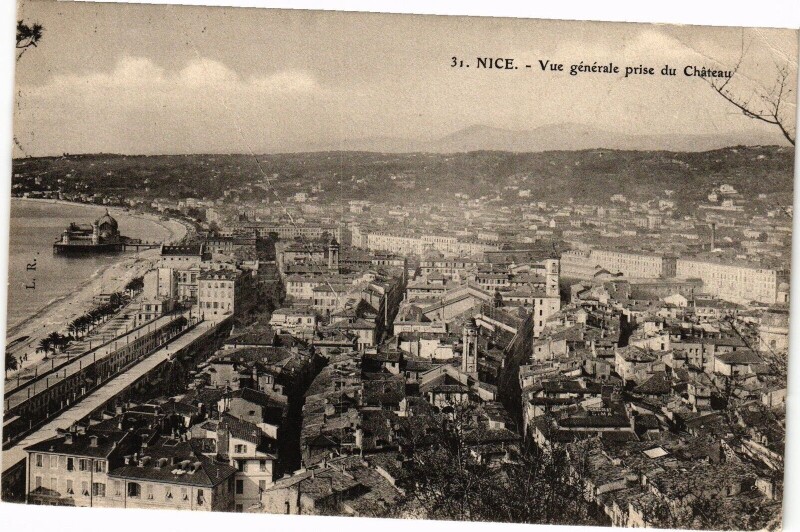 Carte postale ancienne Nice - Vue générale prise du chateau à Nice