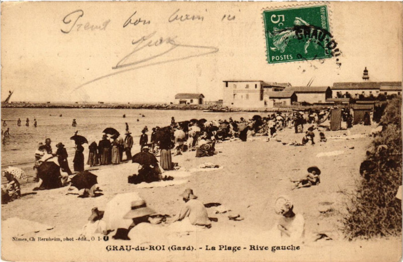 Carte postale ancienne Grau-du-Roi - La Plage - Rive gauche