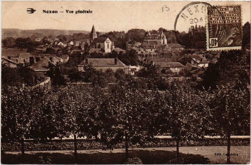 Carte postale ancienne Nexon - Vue générale à Nexon