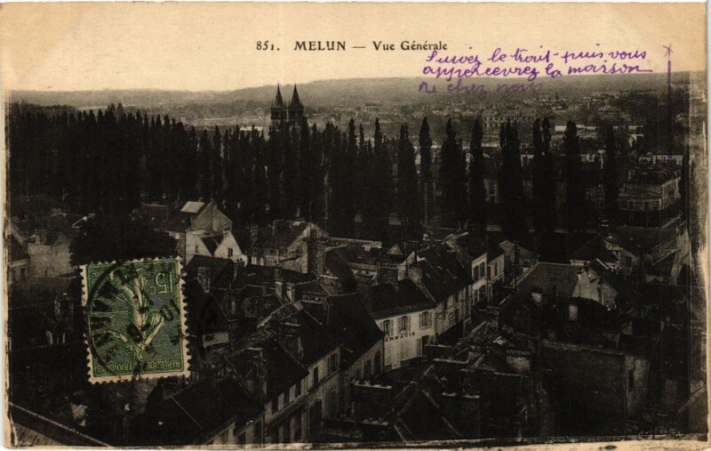 Carte postale ancienne Melun - Vue générale à Melun
