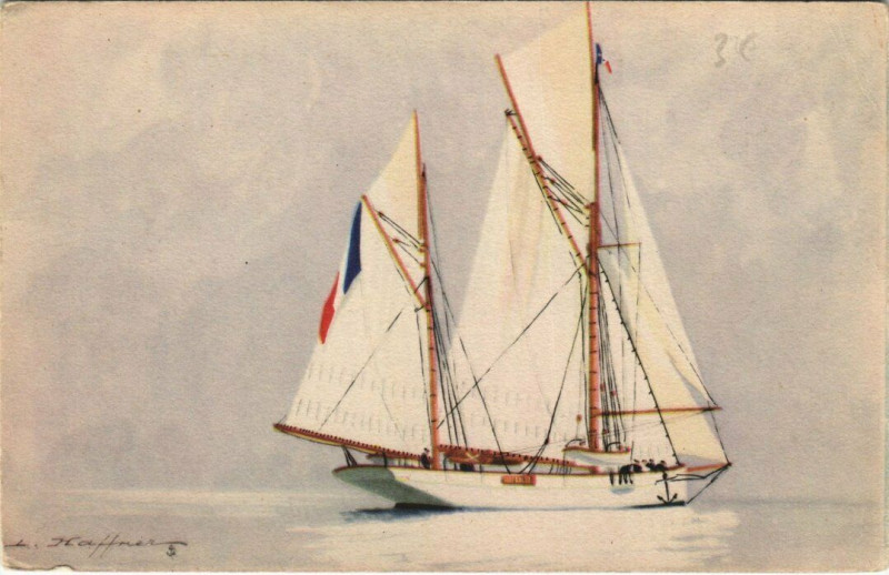 Carte postale ancienne Yacht Encalmine Ships
