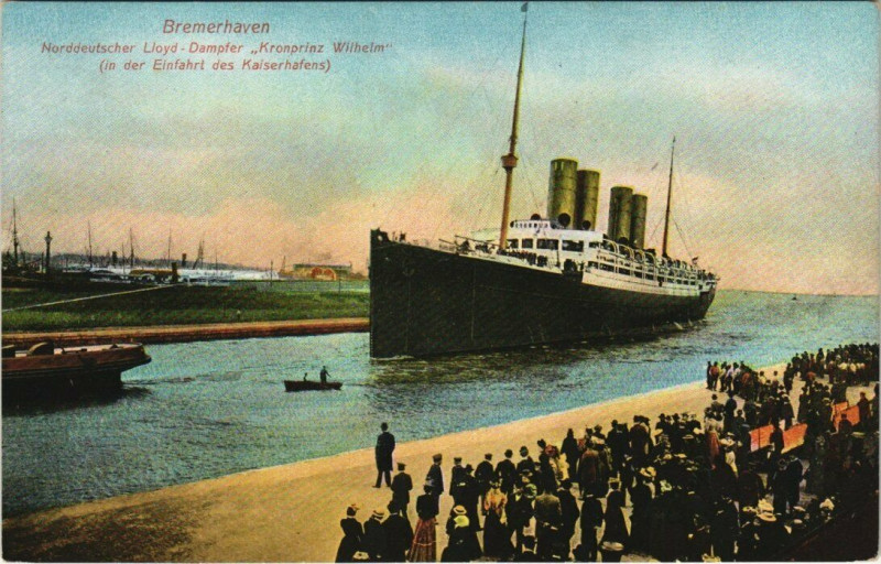 Carte postale ancienne Bremerhaven Kronprinz Wilhelm Ships