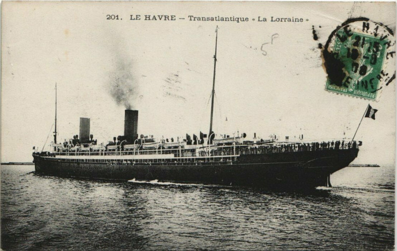 Carte postale ancienne Transatlantique La Lorraine Ships