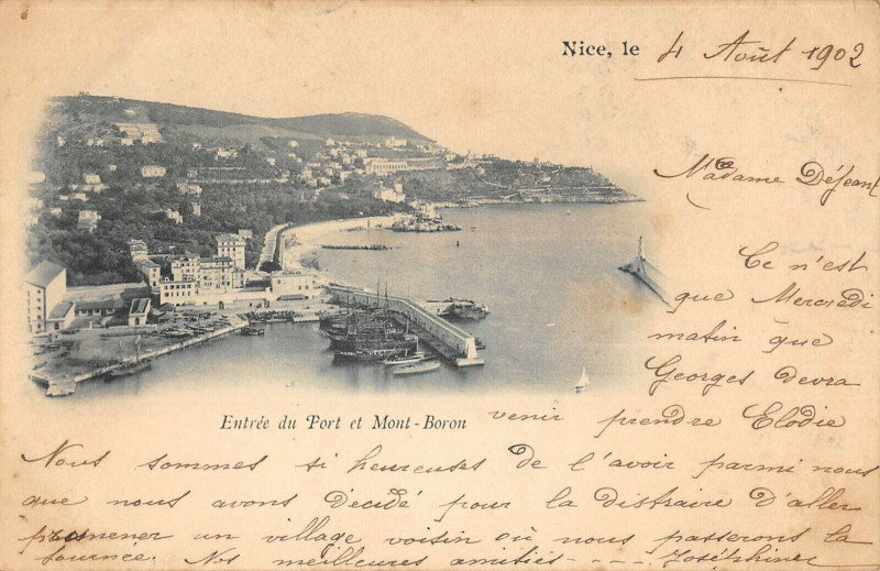 Carte postale ancienne Nice Entree Du Port Et Mont Boron à Nice