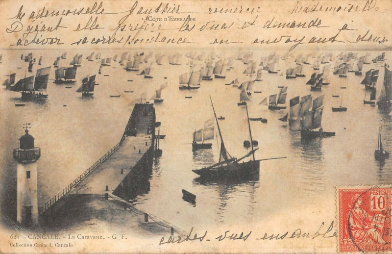 Carte postale ancienne Cancale La Caravane à Cancale