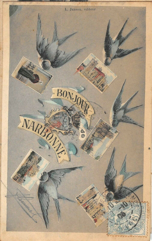 Carte postale ancienne Narbonne Bonjour De à Narbonne