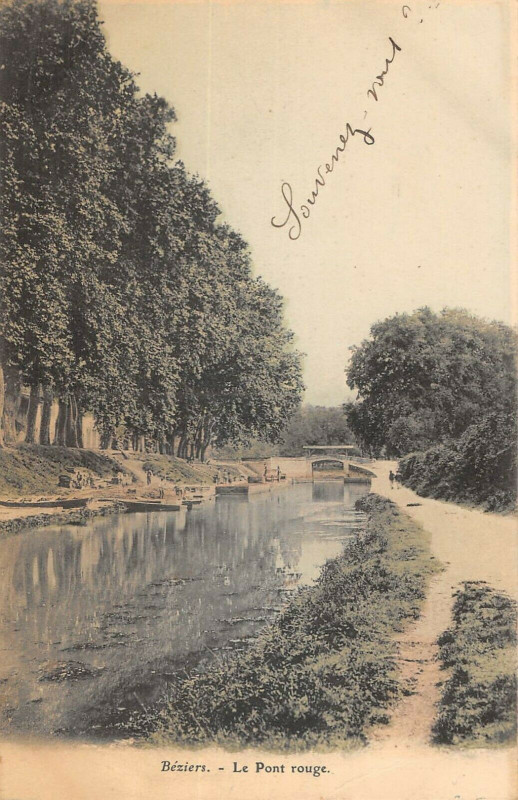 Carte postale ancienne Beziers Le Pont Rouge