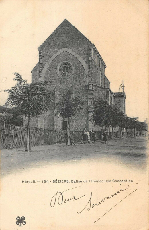 Carte postale ancienne Beziers Eglise De L'Immaculee Conception