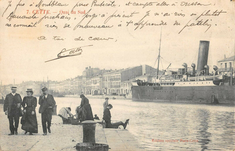 Carte postale ancienne Cette Quai Du Sud