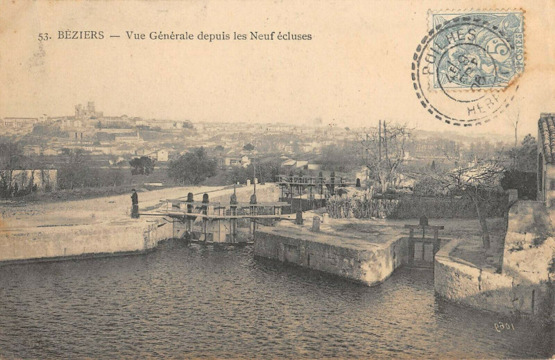 Carte postale ancienne Beziers Vue Generale Depuis Les 9 Ecluses