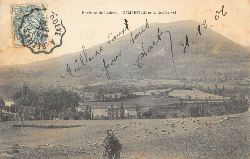 Carte postale ancienne Environs De Lodeve Campestre Et Le Roc Servel