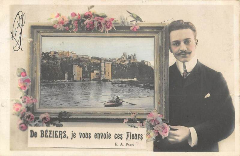 Carte postale ancienne De Beziers Je Vous Envoie Ces Fleurs