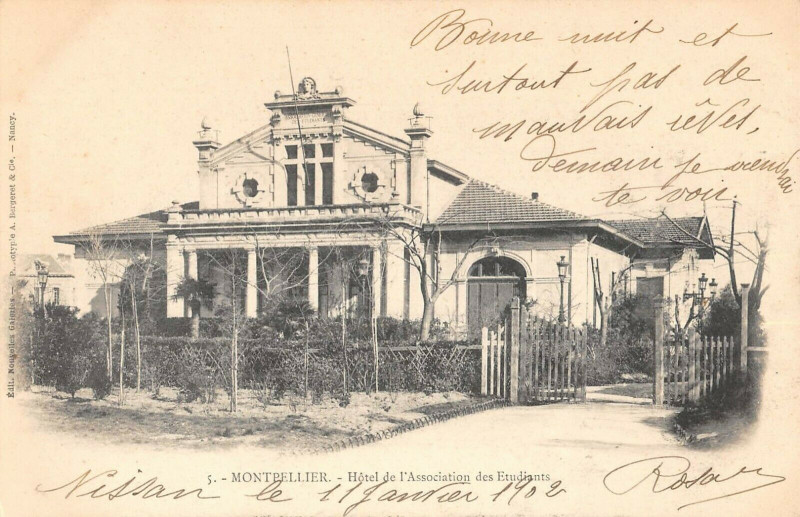 Carte postale ancienne Montpellier Hotel De L'Association Des Etudiants à Montpellier