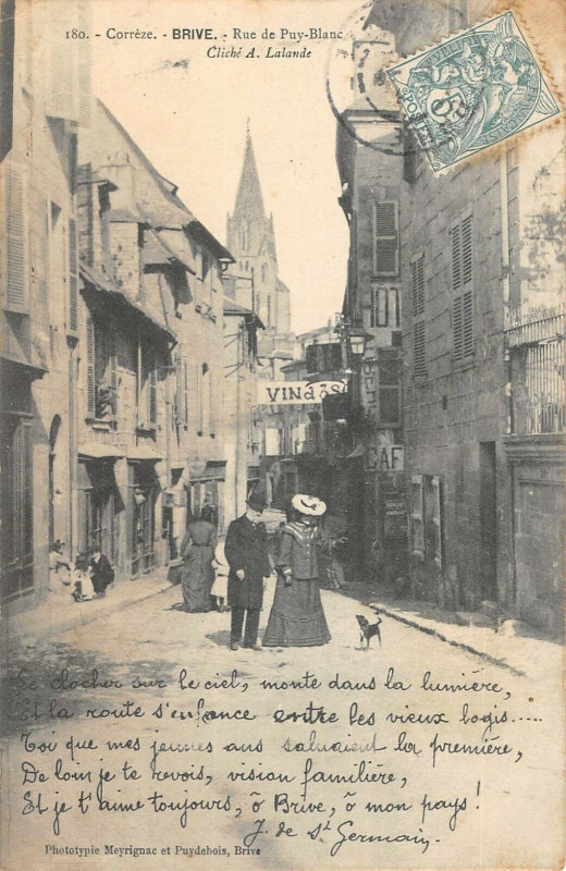 Carte postale ancienne Brive Rue De Puy Blanc