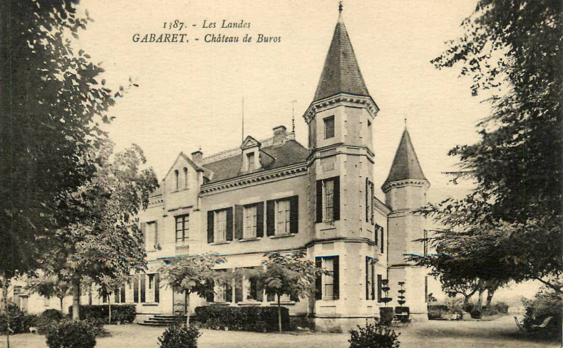 Carte postale ancienne Gabarret (Landes) - Château de Buros 1