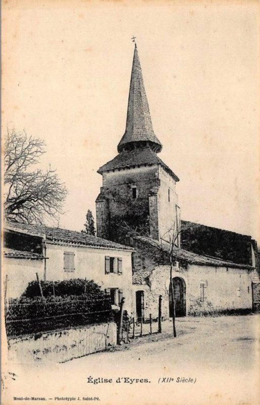 Carte postale ancienne Eyres-Moncube (Landes) - Eglise 1