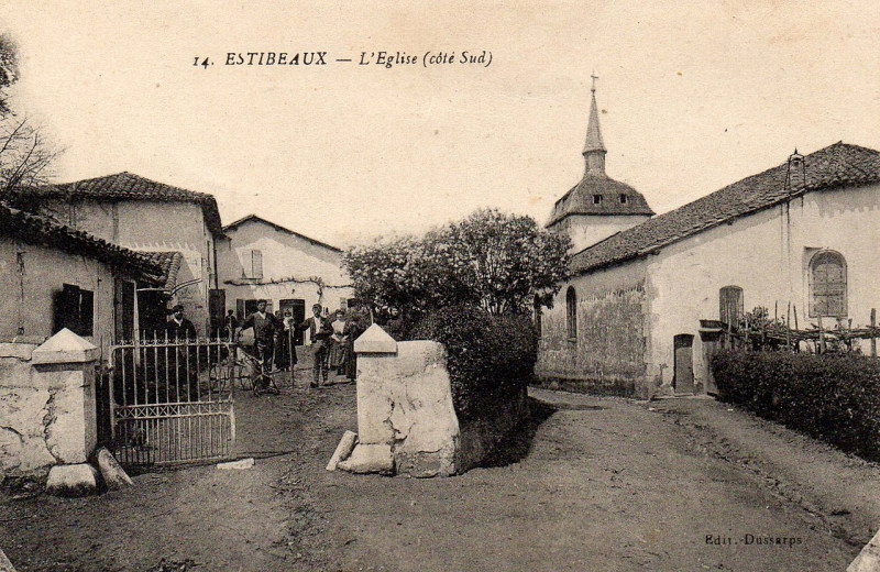 Carte postale ancienne Estibeaux (Landes) - église (sud)