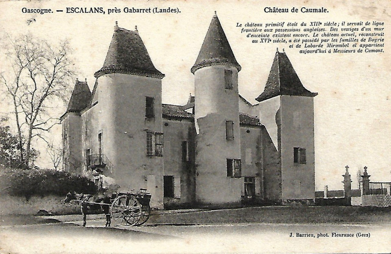 Carte postale ancienne Escalans (Landes) - château de Caumale 1